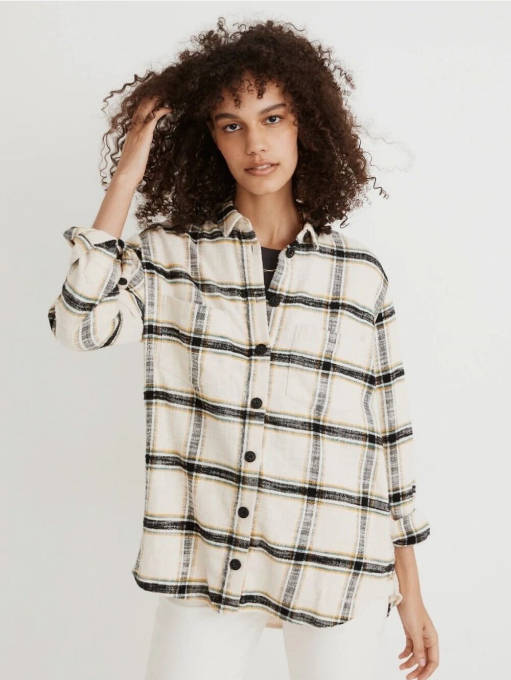Madewell Oversized Ex-Boyfriend In Caney Plaid Buttondown Flannel Shirt